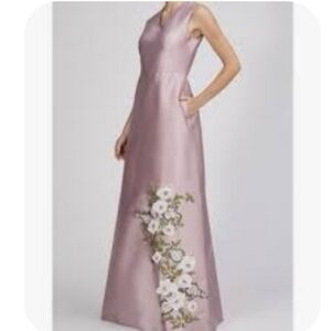 kay Unger Aurelia floral satin dress